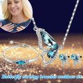 Fashion Sapphire Necklace Bracelet Earrings Set Elegant Crystal Butterfly Jewelry Set for Women Girls Gift.