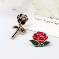 Fashion Flower Lapel Pin Women Badge 2PC Red Black Rose Design Metal Brooch Pins Couple Romantic Gift Dating Wedding Jewelry.