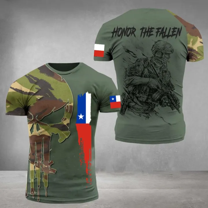 Chile Shirt Men's T-Shirt Tops 3D Printed Chilean Flag Tees Veteran Short Sleeve Male Summer O Neck Oversized Vintage Streetwear