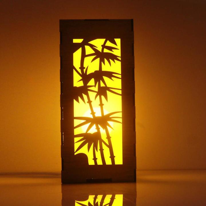 Bamboo Garden Style Wooden Table lamp Yellow - ICTL-045