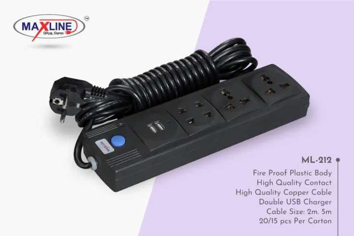 Maxline%20Dual%20USB%20Multiplug%204%20Port%20Extension%20Socket%20Model-%20ML-%20212%20-2%20Miter%20Wire%20,%20(%207%20Feet%20Cable)%20-%20Image%202