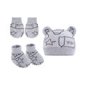 GC 3 Pieces Newborn Baby Warm Cap Gloves Shoes Set Infant Cartoon Cotton Beanies Hat Mittens Set. 