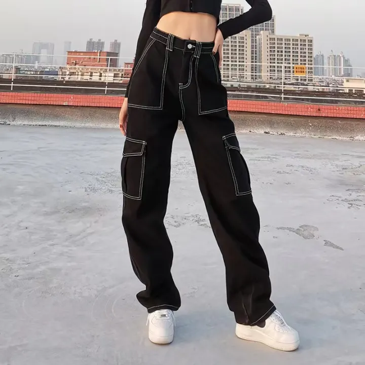 Summer%20American%20Retro%20High-Looking%20Slimming%20Washed%20Denim%20All-Match%20Loose%20Straight%20Cargo%20Pants%20Unisex%20Style%20Universal%20-%20Image%204