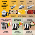 Panasonic MX-AE475 Mixer Grinder, Monster 2000W Super Mixer Grinder with 3 Stainless Steel Jars & 1 Juicer Extractor, Mixer Grinder & Blender Machine for Kitchen Black & Red Color Variant.