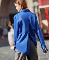 AEL Royal Blue shirt women Lapel Blouse Feminina fashion Safari style Spring Summer top Clothing loose Plus Size new.