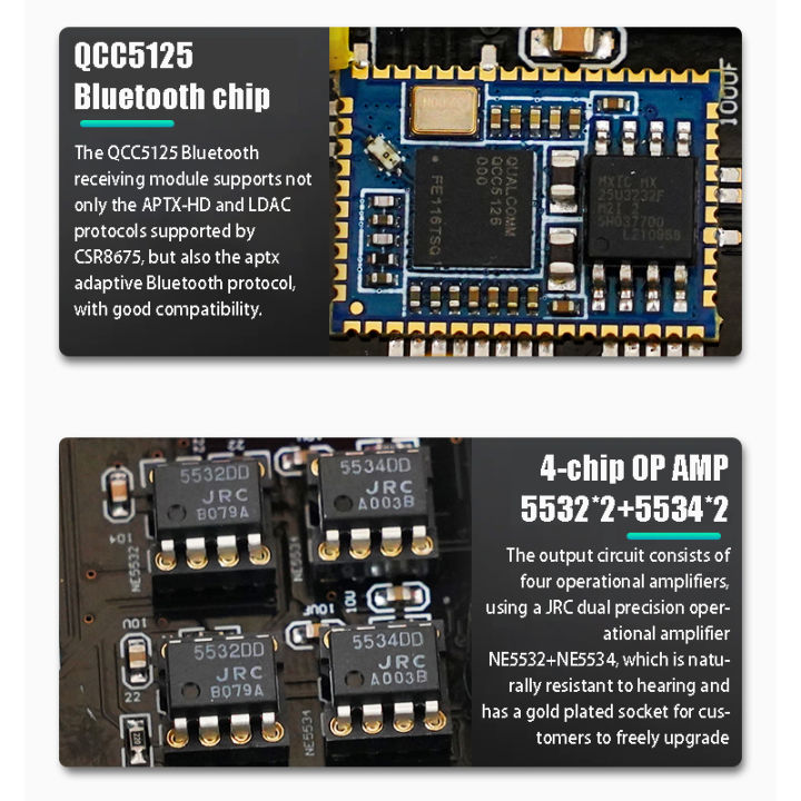 ES9038Q2M%20DAC%20QCC5125%20Bluetooth%205.1%20DAC%20Board%20APTX-HD%20LDAC%20HIFI%20Sound%20Decoder%20JRC5534DD%20Bluetooth%20Receiver%20Decoding%20192K%2024Bit%20-%20Image%206