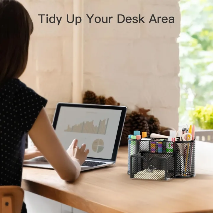 Desk%20Organizer%20Mesh%20Desktop%20Office%20Supplies%20Multi-functional%20Caddy%20Pen%20Holder%20Stationery%20with%208%20Compartments%20and%201%20Drawer%20for%20Office,%20Home,%20School,%20Classroom%20by%20Pipishell%20-%20Image%202