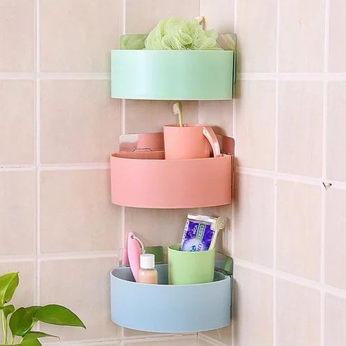 SelfAdhesive punchfree Shower Caddy Plastic Triangle wallmounted