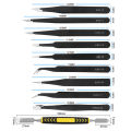 Qiunery 10PCS Precision Tweezers Set, Stainless Steel Tweezer Maintenance Tool, Anti-Static Tweezers For Eyelash Maintenance Tool, Electronics, Jewelry-making,Laboratory Work Tweezers Sets.
