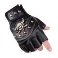 Skulls Rivet PU Leather Fingerless Gloves Men Women Fashion Women's Gym Punk Gloves Half Finger Men's Gloves. 