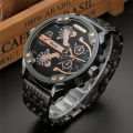Oulm Huge Two Time Zone Men's Watches Top Luxury Brand Male Quartz Big Size Watch Individuality Large Men Military Wristwatch.