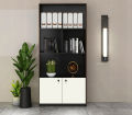 Bookshelf with Drawers Modern Bookcase Storage Rack Shelf Tall Standing Bookshelves, Large Display Racks Book Shelf with 2 Door Cabinet for Bedroom, Living Room, Home Office, White/Antick. 