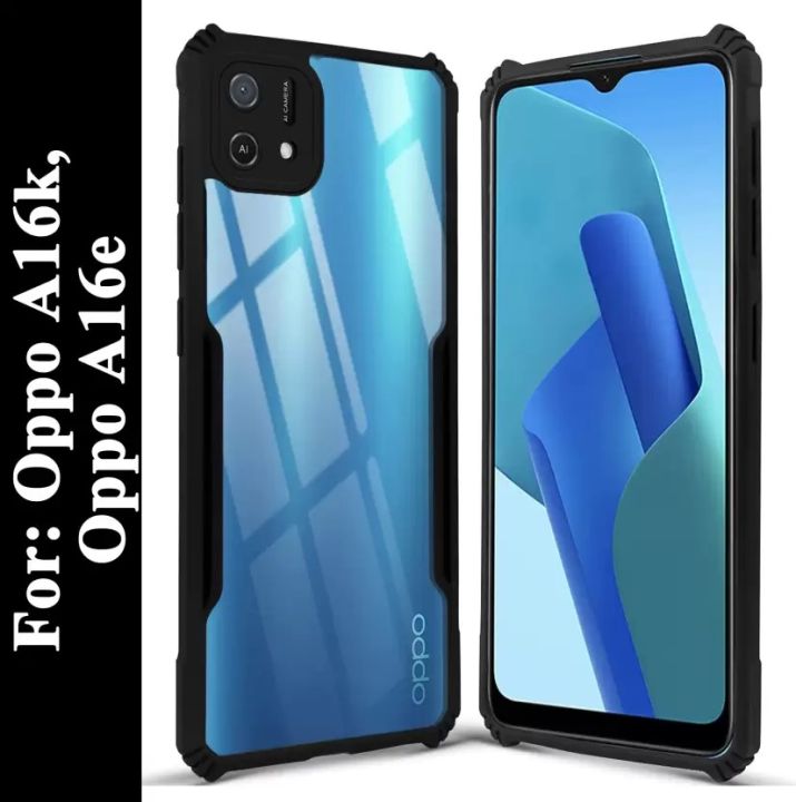 Oppo a16k, oppo a16e এর জন্য ব্যাক কভার (স্বচ্ছ, কালো) (Back Case Cover For Smartphone)