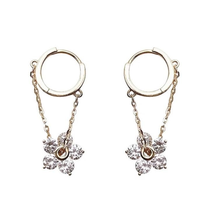 Clip Earring Chain Faux Crystal Clip Earring