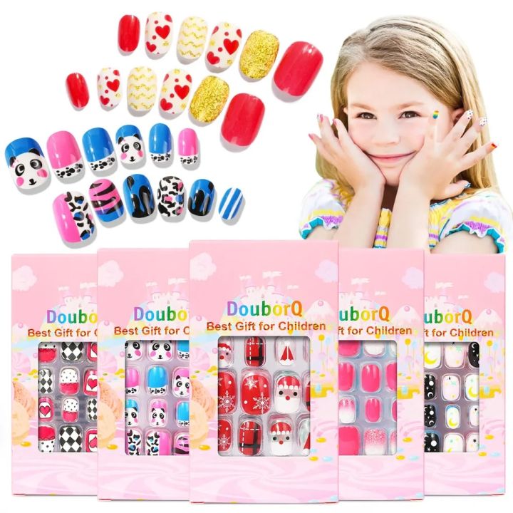 120Pcs%20Candy%20Child%20Nail%20Tips%20Kids%20False%20Nail%20Girls%20Cartoon%20Press%20on%20Nails%20Colorful%20Festival%20Full%20Cover%20Nails%20Cute%20Manicure%20Tools%20-%20Image%202