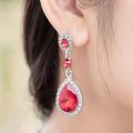 Korean Long Crystal Water Droplets Dangle Earrings for Women Elegant Cubic Zirconia Drop Ear Fashion Wedding Party Jewelry. 