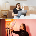 Cell Phone Beauty Convenient Portable Selfie Multi-Angle Fill Light Multi-Functional Live Fill Light Durable High Guality Pink. 