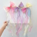 ribbon hair tie hair clip ribbon korean style Sweet Girls Kids Bow Ribbon Princess Pearl Chains Blue Yellow Pink Hair Accessories Bow Hair Clips Korean Style Kids Hairpins Ribbon Bow Hairpins. 