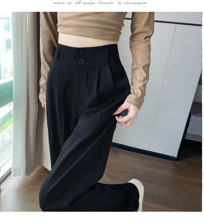 Women'S%20Loose%20Spring%20Summer%202024%20New%20High%20Waist%20Wide%20Legs%20Slim%20Casual%20Trousers%20Korean%20Fashion%20Trend%20Female%20Suit%20Straight%20Pants%20-%20Image%203