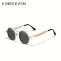 KINGSEVEN, Gothic Steampunk Round Metal Frame Polarized Sunglasses, With Spring Bridge & Temples, For Men Women Outdoor Sports Party Vacation Travel Driving Fishing Supplies Photo Props.