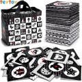 Black and White Soft Flash Cards, 26 Patterns Babies Visual Puzzle Early \tEducational Toys, Washable Fabric Baby Toys. 