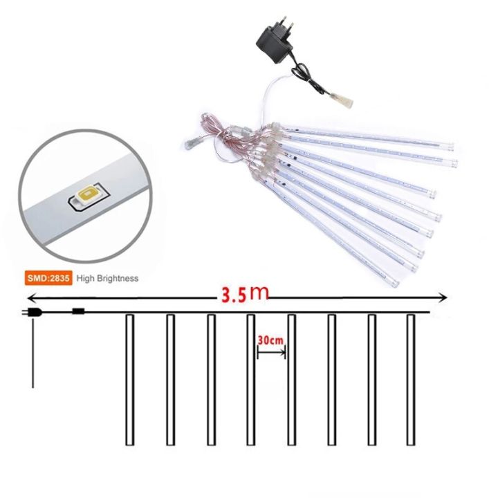 Meteor%20Shower%20Lights%2030cm%208%20Tubes%20192%20Led%20Falling%20Raindrop%20String%20Lights%20For%20Outdoor%20Garden%20Home%20Christmas%20%20Wedding%20Party%20Decor--Warm%20White--%20-%20Image%203