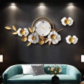 Light Luxury Wall Clock Metal Decorative Style Creative Flower Clock. 