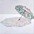1PC Retro Window Flower Pattern Transparent Umbrella Fully Automatic Opening and Closing Portable Travel Umbrella.