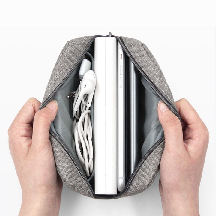 2PCS%20Storage%20Bag%20Multifunctional%20Storage%20Bag%20for%20Laptop%20Adapter%20Bank%20Data%20Cable%20Charger,%20Black%20&%20Gray%20-%20Image%203