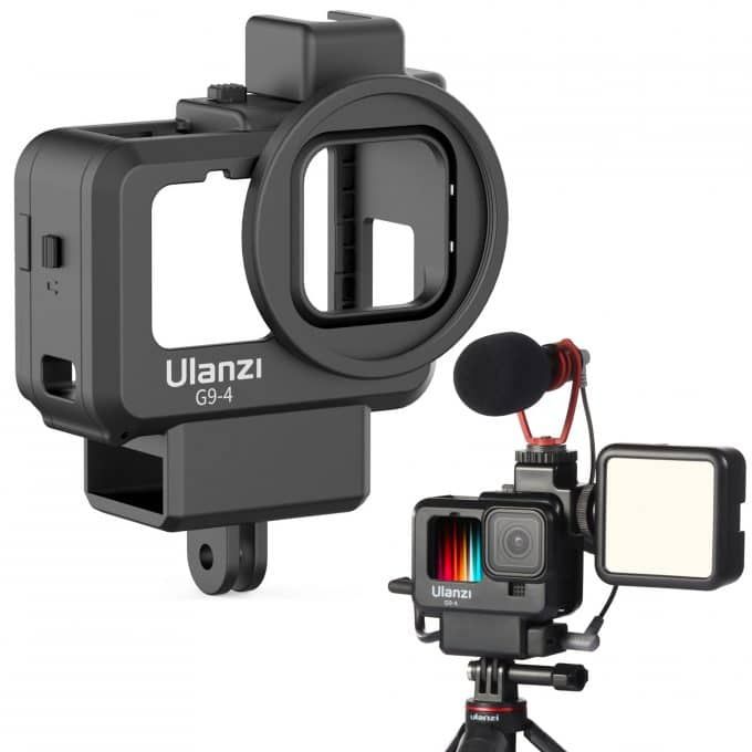 Ulanzi G9-4 For GoPro 11 10 9 Hero Black Plastic Vlog Case Cage Housing Case With Mic And Fill Light Cold Shoe Vlog Accessories