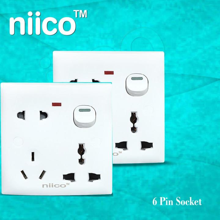 6 Pin Heavy Duty 16 Ampere niico Switch Socket Bundle Offer - 2 (PCS ...