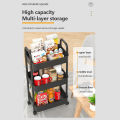 Double Armrest Plastic Trolley Storage Rack Baby Products Snack Storage Rack Kitchen Floor-standing Multi-layer Storage Rack Fayshow. 