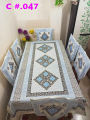 Screen Print Dining Table Runner And 06 Piece Chair Cover.