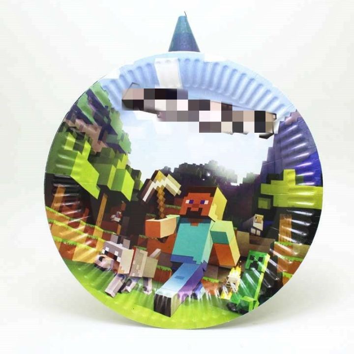 Minecraft%20theme%20foil%20balloon%20cartoon%20children's%20birthday%20decoration%20banner%20topper%20plate%20-%20Image%209