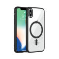 For Apple iPhone XS Max MagSafe Compatible Shockproof Transparent Slim Fit Wireless Charging supported Frosted Border Phone Back Case Mobile Cover.