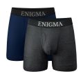 Enigma Premium Mens Underwear/Long Boxer Brief/With Front Fly Opening - Navy Blue & Space Grey - Non Ride Up - Comfortable Fit (2 Piece Set).