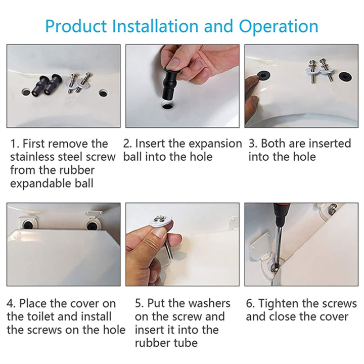 ICQURBT%206X%20Toilet%20Seat%20Screws,Universal%20Expanding%20Rubber%20Screw%20Top%20Fixing%20Hinges%20Fitting%20WC%20Blind%20Hole%20Plastic%20Washers%20Nut%20-%20Image%204