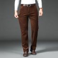 Winter Men's Fleece Corduroy Pants Business Fashion Classic Style Thick Warm Stretch Trousers Male Brand Clothing. 