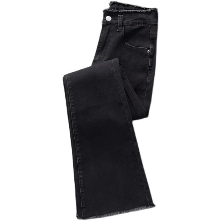 Black%20bootcut%20high-waisted%20jeans%20women's%20stretch%20slim%20slim%20hot%20girl%20straight%20leg%20loose%20wide-leg%20raw%20flared%20pants%20tide%20-%20Image%205