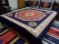 Home-Tex New High Quality Navy Blue Panel Cotton Bed Sheet Set (3 Pcs) From Golden Plus - Bed Sheet.