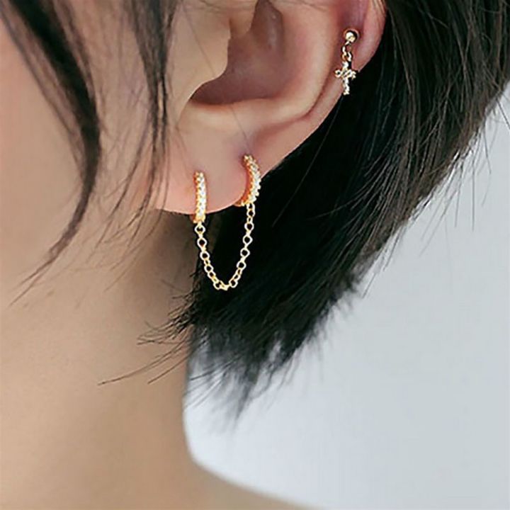 【Alizeker Mall】Ear Earring Shiny Long Fashion Appearance Ear