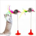 Pet Cat Toy Feather False Mouse Bottom Sucker Cat Kitten Playing.