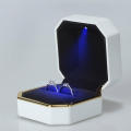 Square Velvet Wedding Ring Case Jewelry Gift Box with LED Light for Proposal Engagement Wedding Luxury Ring Box.