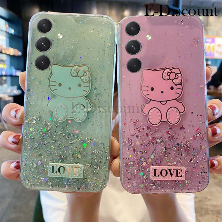 New Phone Case For Samsung Galaxy A15 Cover Shiny Ring Covers Glitter Soft Transparent Kitty Stars Moon Girls for Samsung A15 Case