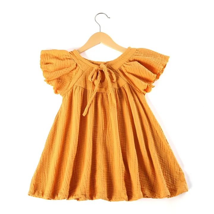 Girls%20butterfly%20sleeve%20Dress%20Childrens%20Simple%20Style%20Pure%20Cotton%20soft%20crap%20fabrics%20Tank%20Top%20Dress%20Kids%20Clothes.%20-%20Image%202