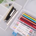 Double Layer Pencil Case Transparent Plastic Pen Storage Box Stationery School Office Supplies Kids Gift.