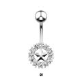 New Fashion Piercing Navel Nail Body Jewelry Flower Pendant Crystal Belly Button Rings for Women Girls #77463.
