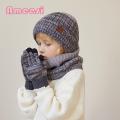 Kids Hat Scarf Gloves Set Cozy 3-piece Kids Winter Hat Scarf Gloves Set Warm Windproof Unisex Children Beanie Gloves Neck Warmer Set Girls Boys Beanie Scarf Set. 