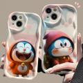 Case Cover For OPPO A17 A16 A15 A3S A5S A12 A12E A54 A31 A9 A5 2020 A55 A53 A32 A33 A57 5G A74 A95 F19 A76 A96 A52 A72 A92 cover Keychain Wavy Texture Cartoon Cute 3D Doraemon Bracelet Soft Silicone TPU INS Back Cover Fashion Full Protection.