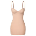 Women Full Slips Basic Under Dress Adjustable Straps Cami Seamless Smooth Tummy Control Body Shaper Built In Bra Deep V Bodycon.
